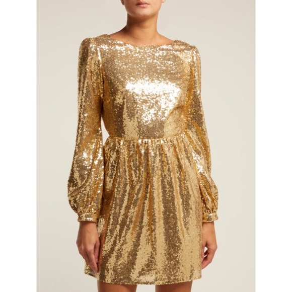 SALONI Dresses & Skirts - NWT Saloni Camille Mini Sequin Dress Light Gold
